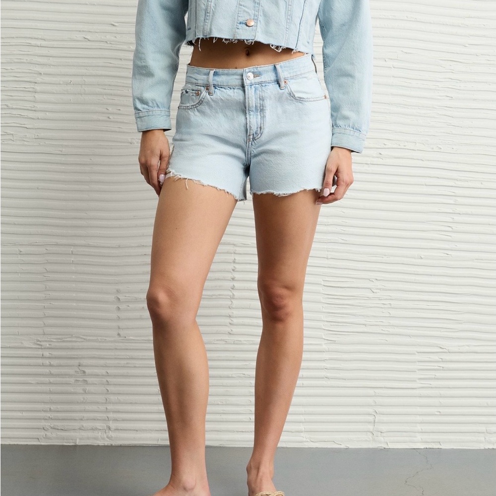 American Eagle Ripped Super High Waisted Relaxed Denim Short